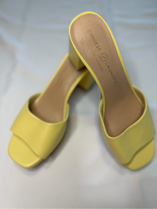 Chinese Laundry Shoes - Chinese Laundry Lemon Yellow Block Heel Mule Sandals